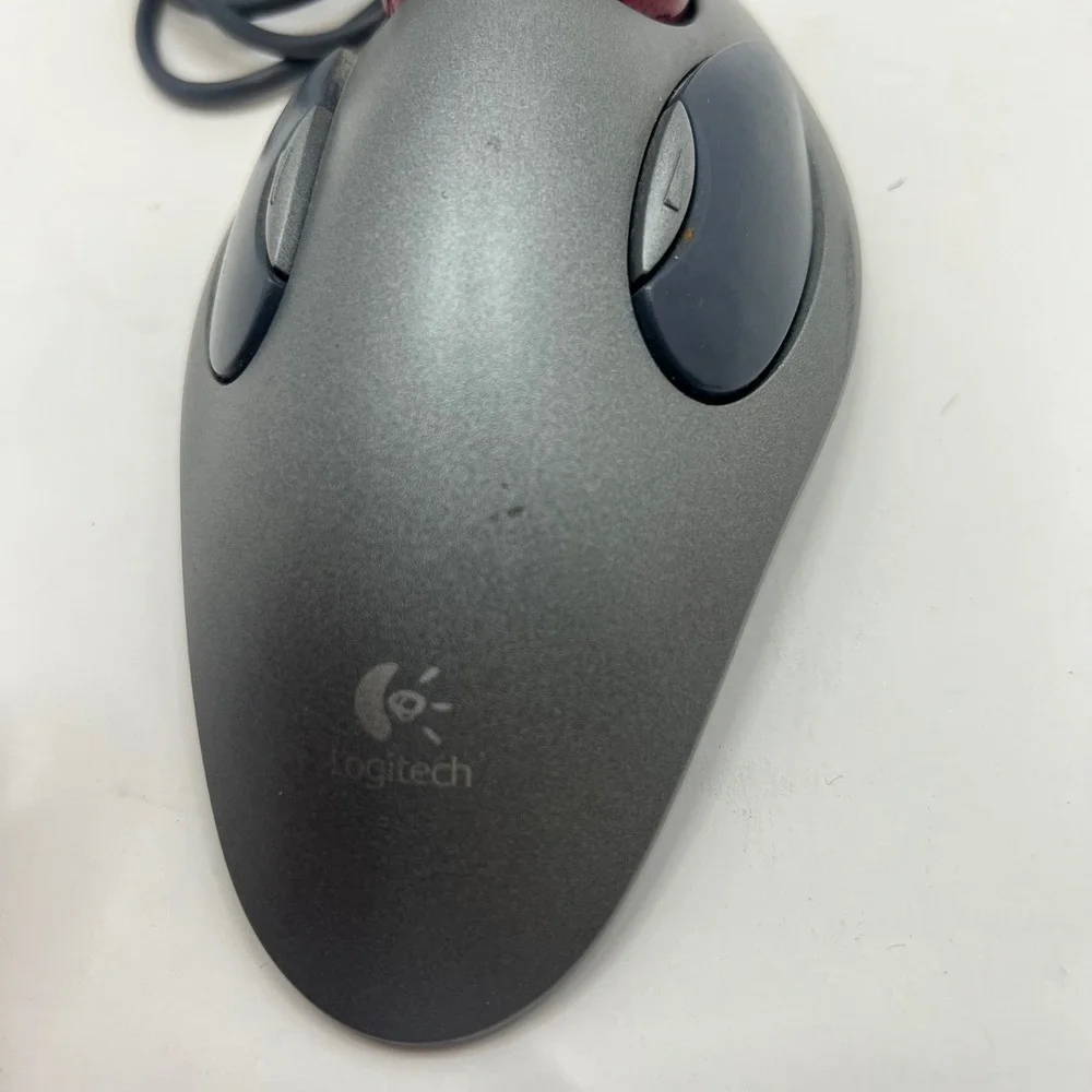 Logitech Marble Mouse USB Trackball T-BC21 Grey Red Ambidextrous Wired T-BC21